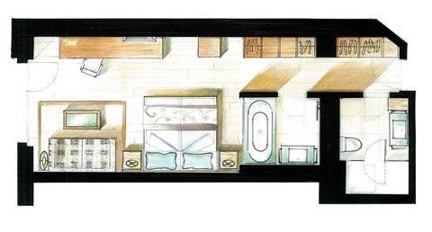 Le Petit Cervin Hotel Zermatt Exterior photo A floor plan of a typical hotel room